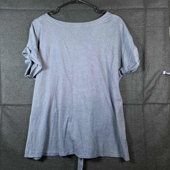 J Jill Womens Shirt Dark Gray Pull Over Front Tie Wrap Tunic Stretch Large - Picture 10 of 13